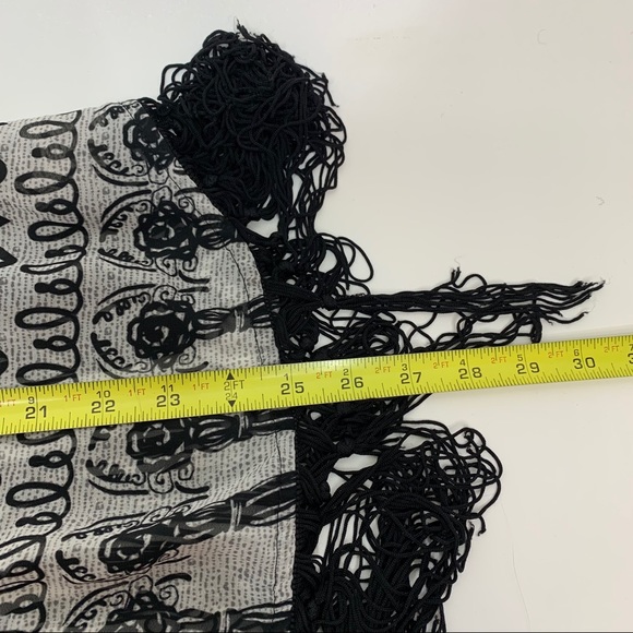 Charming Charlie Black Tribal Boho Racer Back Tassel Hem Tank Top Size XS - Picture 12 of 12